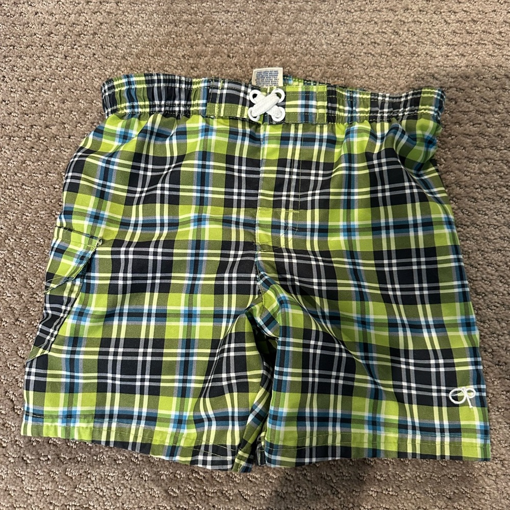 Op boys plaid green\blue swimsuit